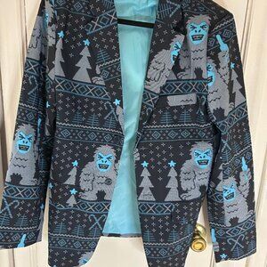 Dec 25th Abominable Snowman Yeti Christmas Men’s Suit Pants & Blazer Sz Small